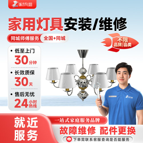 灯具维修安装水电路工水管龙头开关插座啄木鸟同城上门服务预付款