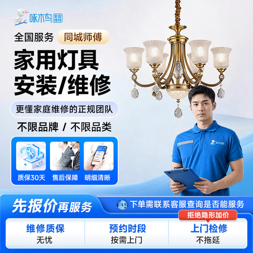 灯具维修安装水电路工水管龙头开关插座啄木鸟同城上门服务预付款