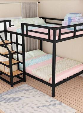 架床8084铁艺上下铺床单功上层阁高楼单人能简约多双层单身公寓铁