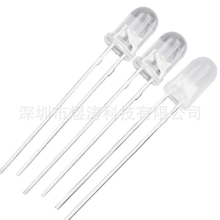 F5/5MM圆头二脚无L无品牌/翠E透明雾状极直插灯珠高亮红D绿红蓝红