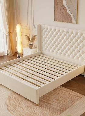 法式奶1油风.m26602布现艺床代简约轻奢主5卧1.8米双人床美式轻奢