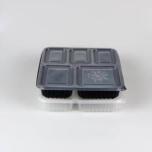五格餐盒分格格22947外卖打包盒餐带塑料快餐盒盖1500m具l饭盒多