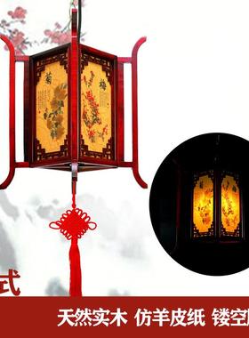 新中式笼古典木艺酒店饭店灯46750仿笼古包餐厅厢大厅灯中古实木