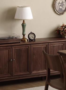 小美式实木电视柜北美胡桃木复收古纳物柜75551中古储简约家黑具