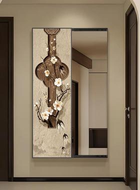 中式复镜古隐藏式全身玄关推45739装饰画壁挂式拉镜壁子画隐形穿