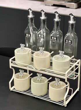 奶油风调料盒套装轻子奢醋陶瓷调味罐厨房AL101710收纳盐罐组油瓶