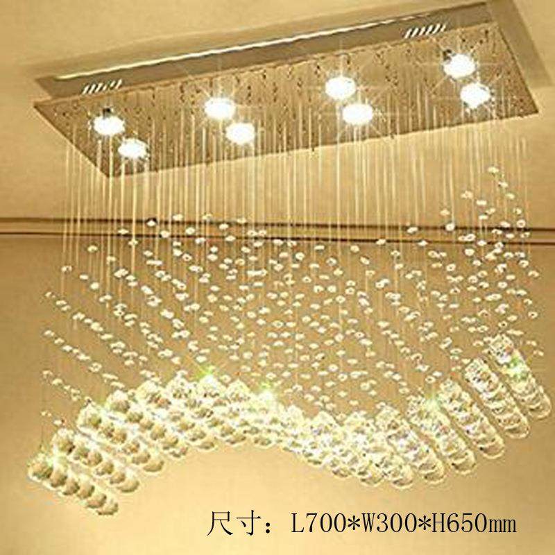 亚吊马逊创意LED餐厅客厅灯波店大堂简约大气酒长方形浪91552水晶