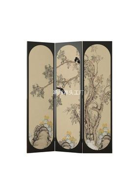法式隔古花鸟屏风断客厅现代46570中简约可移动公室玄关办卧室遮