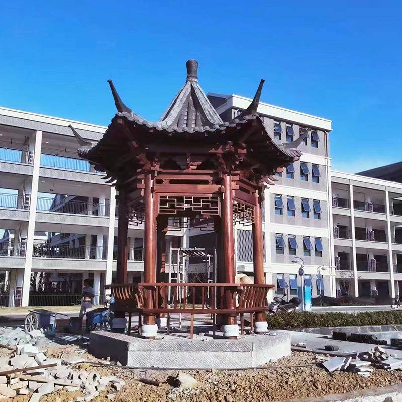 层碳化防腐木制花园建仿古户单外六角凉庭亭院别墅实木亭子NRX田