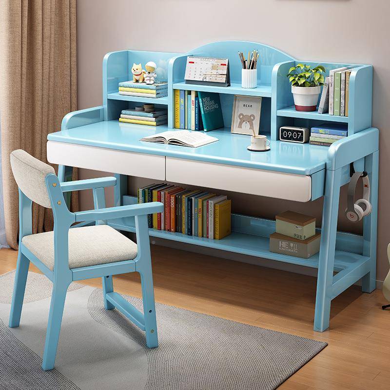 实木桌手动升降桌中学DYK生书桌卧体室家用书约书桌书简架一写字