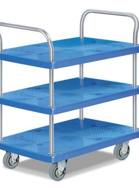 PLA超静三层静双扶车008手手家推/板平小推车搬运拖车轻便用音手