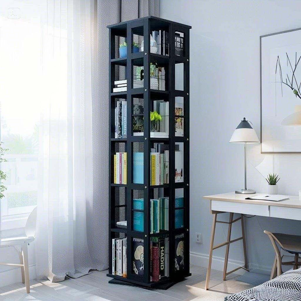 学生创意旋转书架cd置书物架儿童绘架度铁本艺3745686简约书架柜0