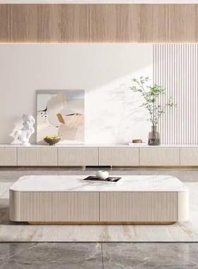 长板客厅漆岩电视柜茶几组合轻奢灰色烤地柜超jlsTS5M8现代简约宅