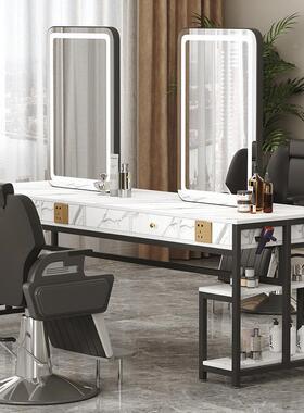 妆理556发镜台美发店镜单面带大灯剪发影楼化台理子石