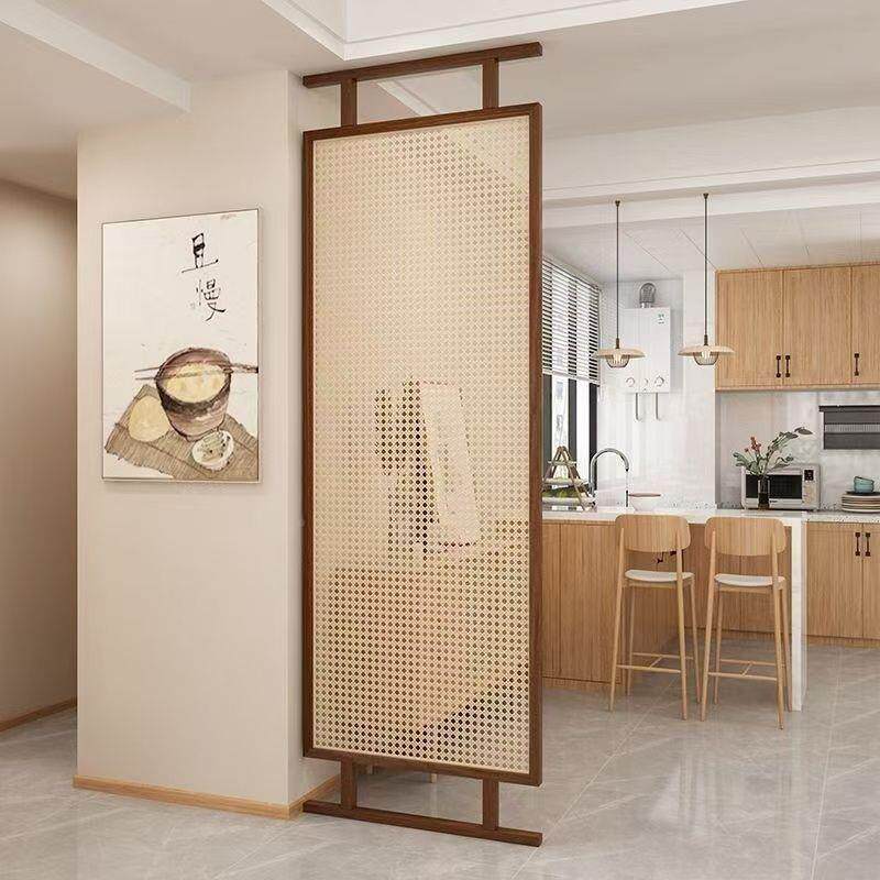厅用用藤编屏风新中式家酒店阻隔遮挡LON装饰客遮挡双面屏风商隔
