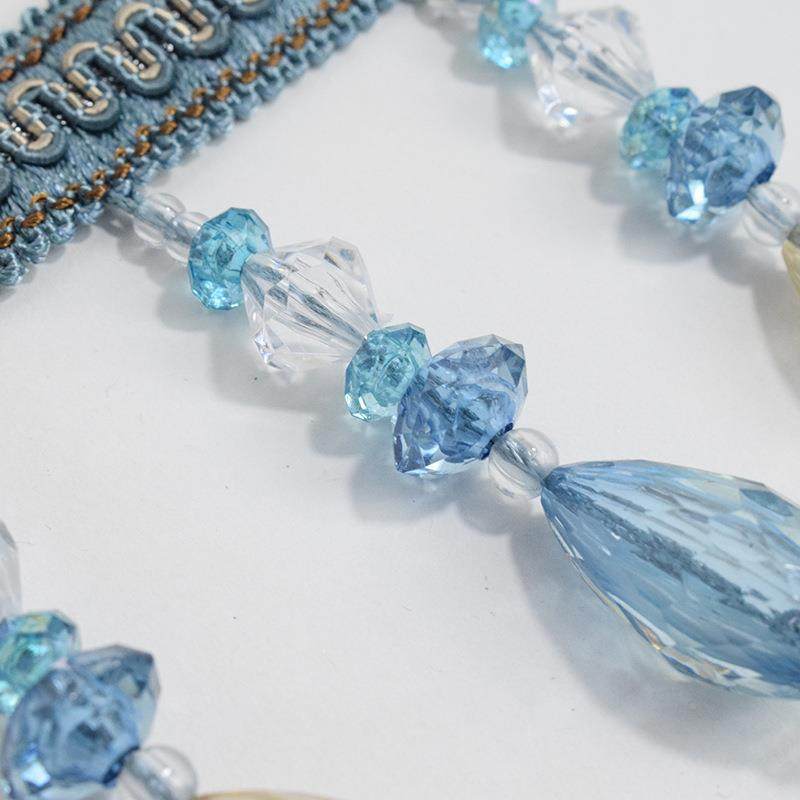 双色水滴花边水带晶珠吊穗窗帘辅料NMN1米2一版大织金线花边辅料