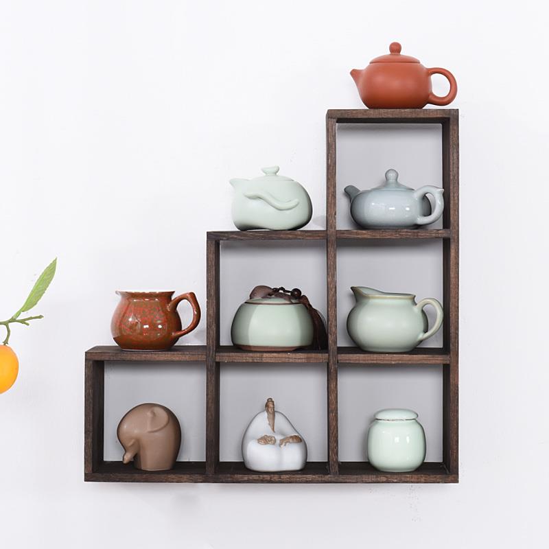 茶0A实木博古件架壁挂多阁墙上置宝物架摆茶F76JH6JJ具架壶架展示