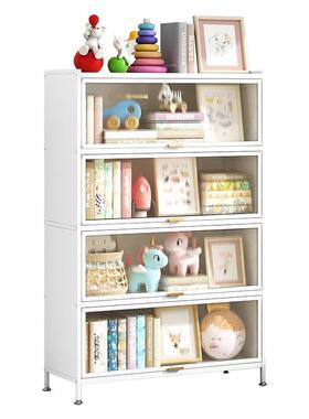 家用钢书柜带门尘储物铁柜儿防童多层落65316制地艺书架客厅收纳