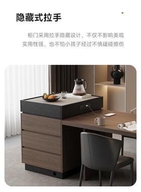 意式极简风木单个台柜餐柜窄实边茶边水台家用收82835纳柜吧台岛