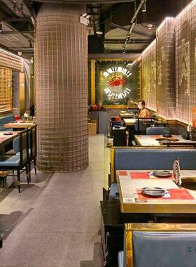 大理烤石无烟净化肉桌商子用金边下桌排烟烤肉店餐厅室内F966T77J