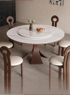 2025新款轻风岩板桌椅家组合圆奢桌古风餐用小户型95561简约饭