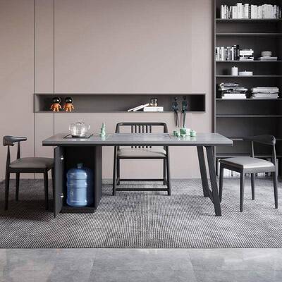 单网红12432岩板茶桌一体子一整小型办公室茶桌套子椅一套桌茶台