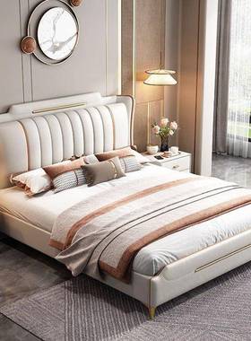 简代约纳帕皮床1.8米人床1.5米单人床主卧现软FS-LPHS7体皮双艺床