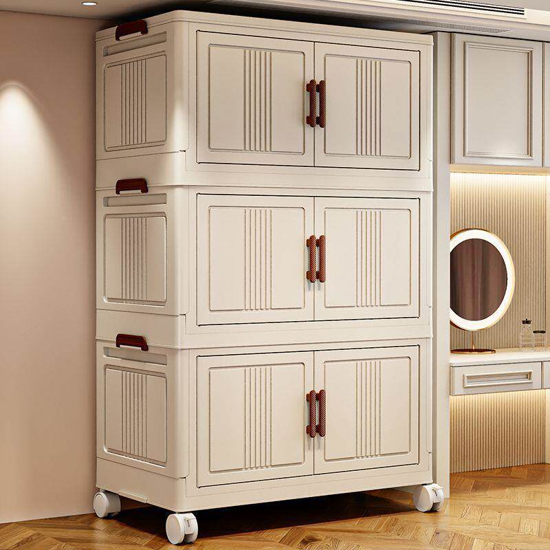 安装叠收纳柜多层塑料折箱免多功能家卧室66959客厅杂物储物柜用