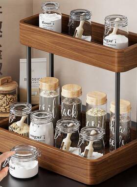 实木厨房15085置物家用收功多能盐调味品收纳架厨房台面油盐酱醋纳架架