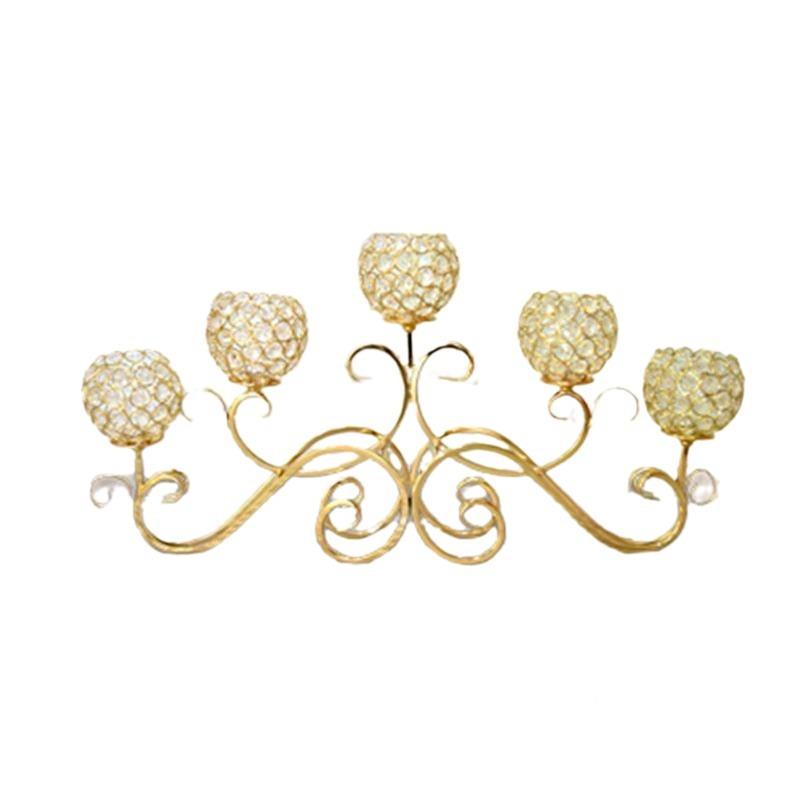 创意式铁艺DIF5居头水晶烛台餐浪漫烛光晚欧家软装西餐厅蜡烛台摆