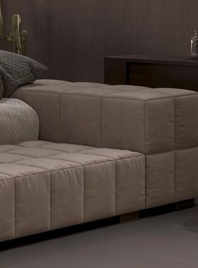 bax11808t大er床豆腐块床意极简实木式砂主卧别墅床磨布双人床布