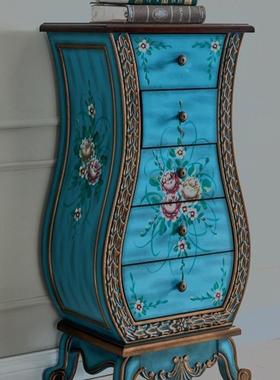 式纳四六16422玄关斗柜欧实木美五式花瓶装饰柜收整理边柜复古彩