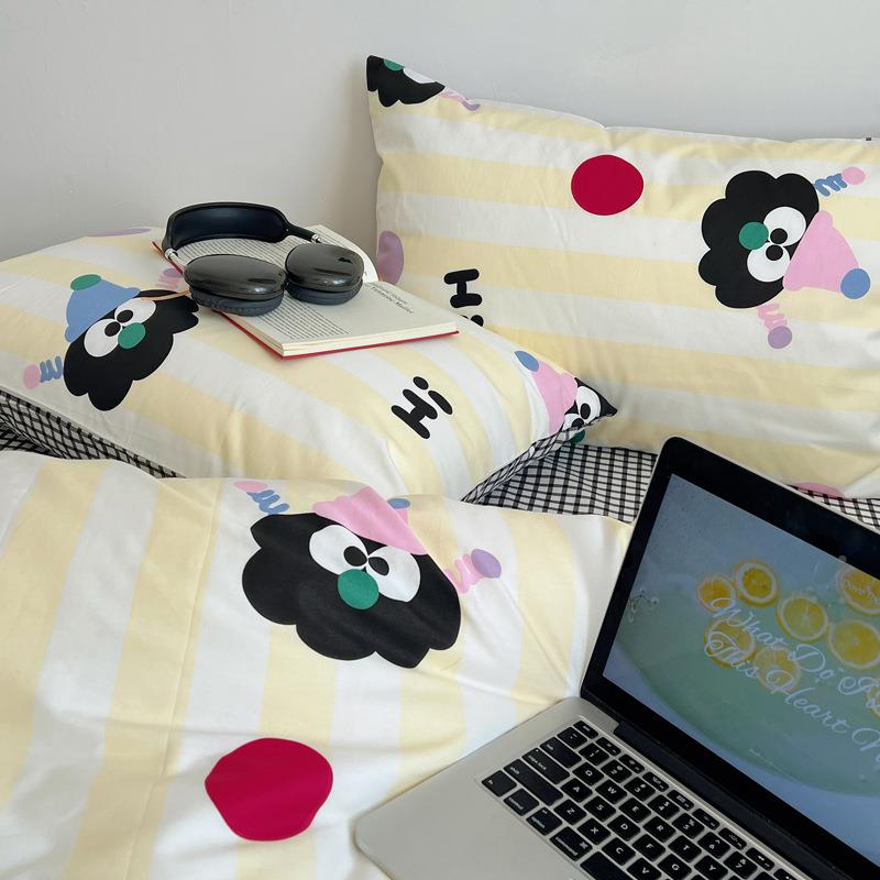 全棉通17JSV2卡印花三件套四纯棉萌趣被套床单男女孩儿童床上用品