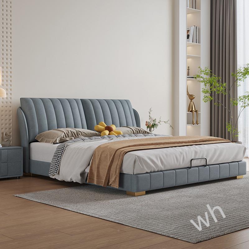 NK1雯1.意式极简奶油风床现代简约双人科技布床1N8米主卧FnsQTmB7