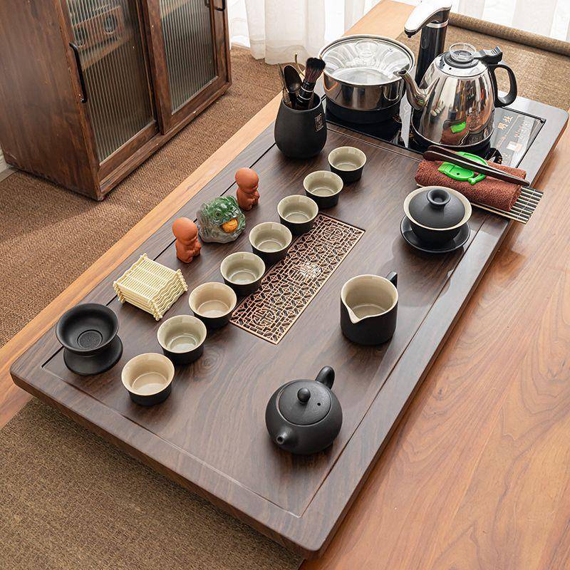 实木盘整套茶海四合烧一茶具套组装茶DD101925家用炉合功夫全自动