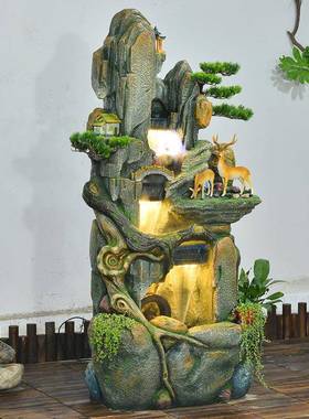 假山流水喷泉风水轮鱼缸室客厅布公司瀑tb-64324造内水景景景观招