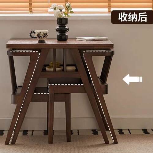 阳台实茶桌书桌组合休简三件套家用木闲喝茶小户CYI型餐桌易茶桌