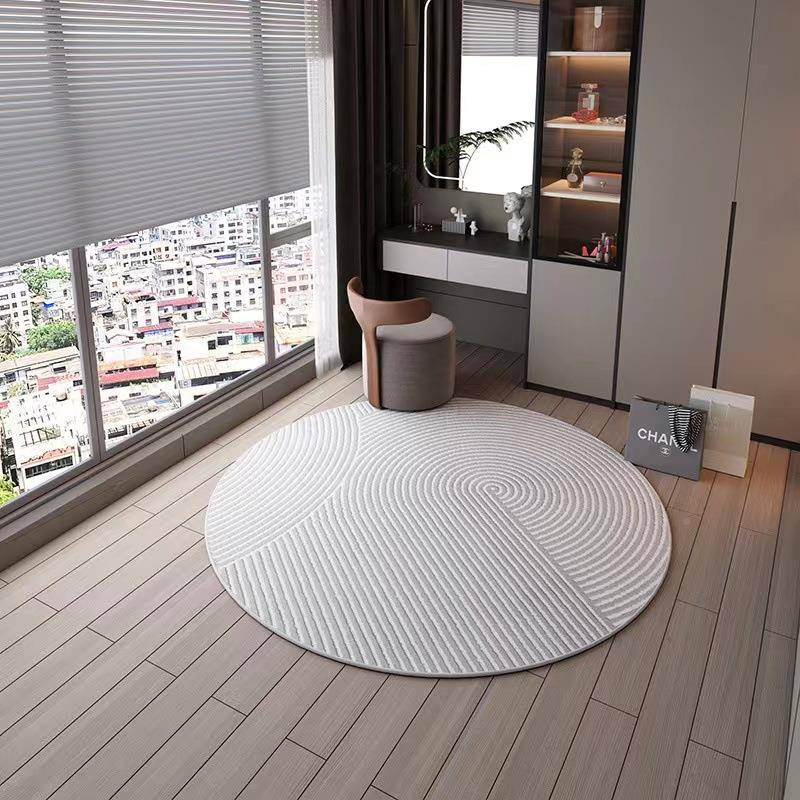 现抽代简约色条纹纯象简圆形卧室约客厅阳台PYK吊篮地毯地垫梳妆