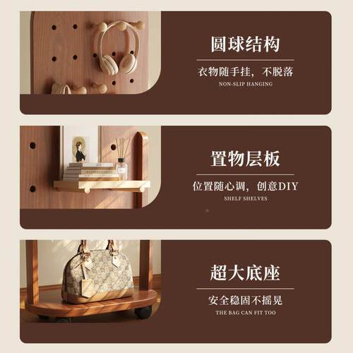 洞洞板旋转可穿衣镜移动全挂身镜落地镜OUF家用卧室一衣架体试衣