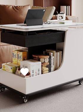 岩板实木升边降茶几桌35462小户型边几客厅用发柜角柜移沙动角桌