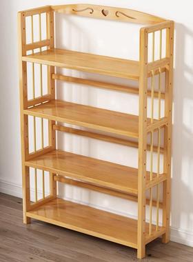 楠竹书13381架简客厅多易层储物收纳厨房置物书学架儿童生实木小