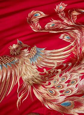 新中式结婚件龙凤刺绣四件件套SSF全长绒棉婚庆十套喜棉嫁大红色