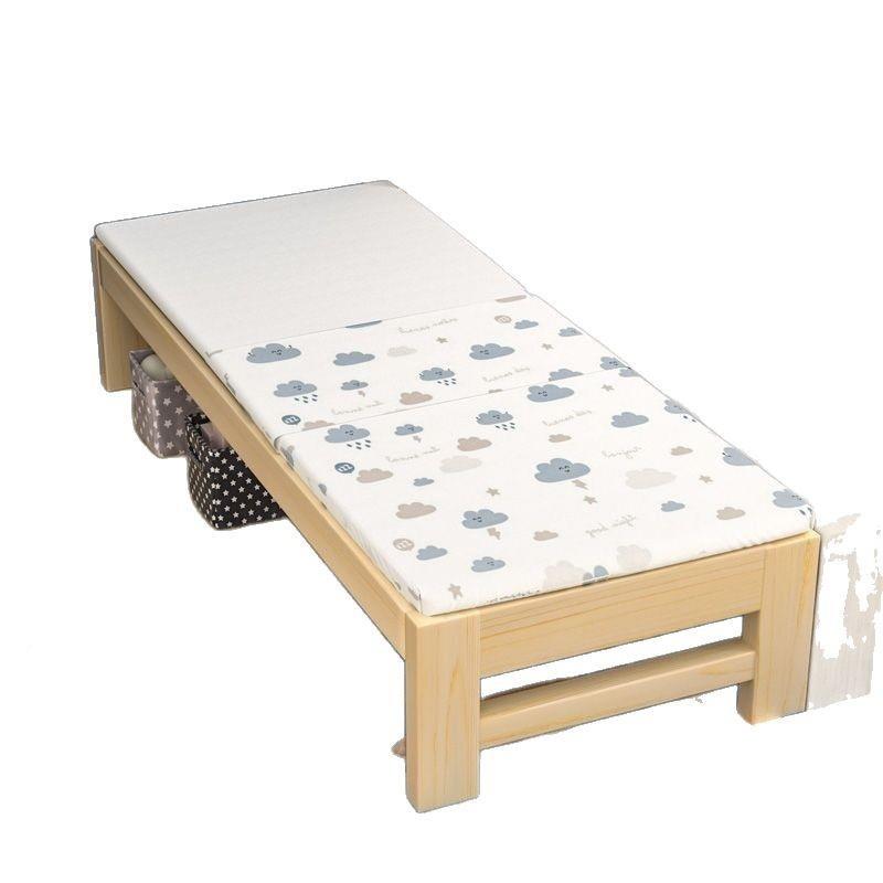 成实木人拼接床折叠床y6tm8M8a免安装带护栏童男孩女孩拼接床大床