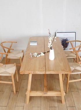 田园厨房全实木桌小型家用户餐长方形吃饭XJY20081桌民宿简约原木
