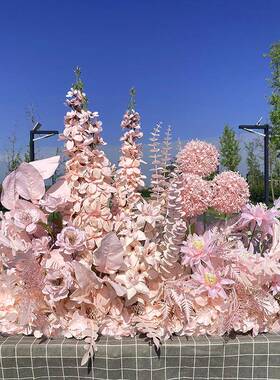 庆排UAU真花仿千代兰花高端排花婚路引花T台花艺红色香槟系舞台背