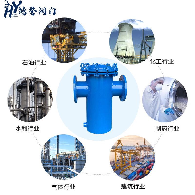 工业管道兰不钢锈铸钢蓝式过法器过滤器法兰桶式过滤器滤快开快拆