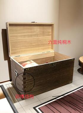 加厚书本收物纳长方形带锁木箱做旧盒复古大箱子储木箱衣物收Fhhh