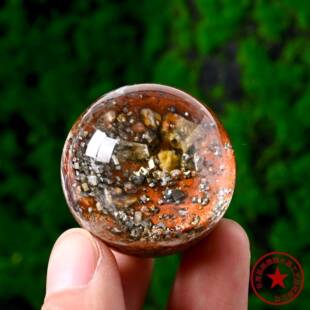 天然水晶黄铁矿灵水晶球水晶原石七矿石圆珠幽灵星阵摆风水球1231