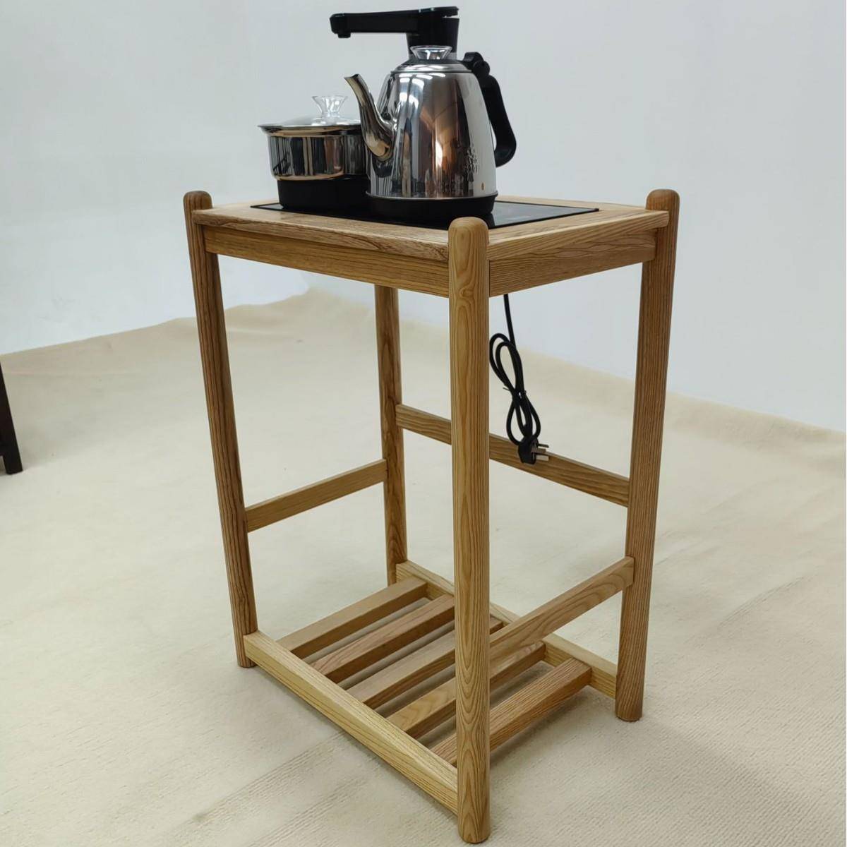 实木家水用茶水柜可移动茶桌一边烧壶体简约白蜡木柜单门94434茶