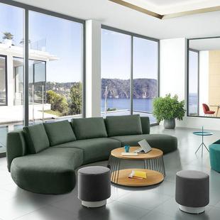 创意商务皮艺TB 简约休闲办组公室形会客区接沙 0092沙待发弧时尚